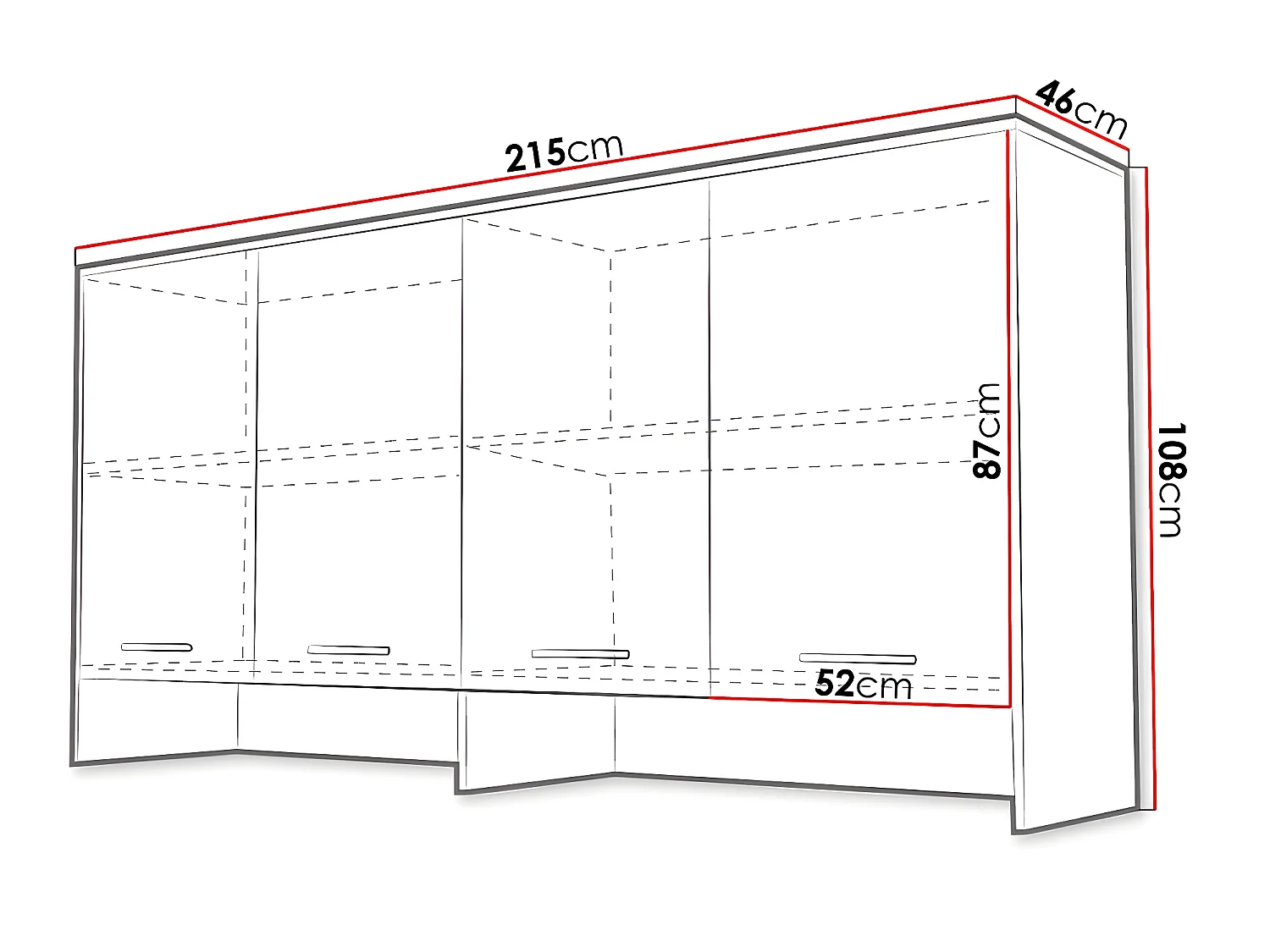 Buffet Concept Pro Lenart Levfere 160, Gris, 108x215cm, Le nombre de portes: 446cm
