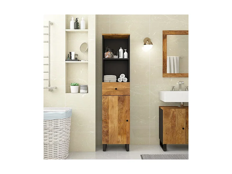 Mueble de baño madera maciza de mango 38x33x160 cm