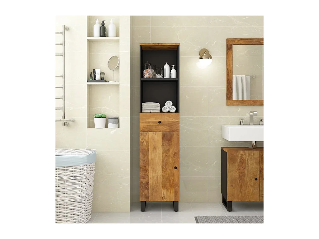 Armoire de salle de bain 38x33x160 cm bois massif de manguier