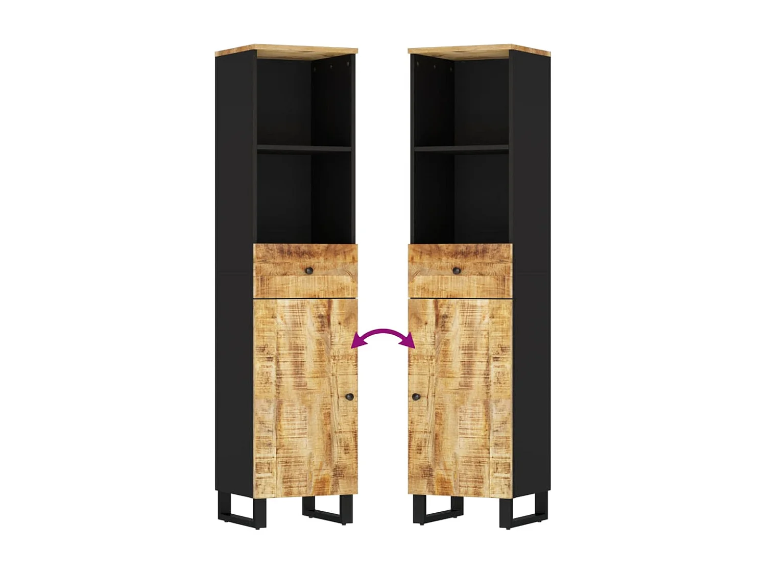 Set Mobili da Bagno 3pz in Legno Massello di Mango