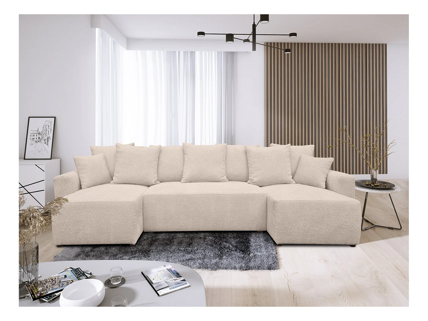 Canapé Bouclette Ania U Beige