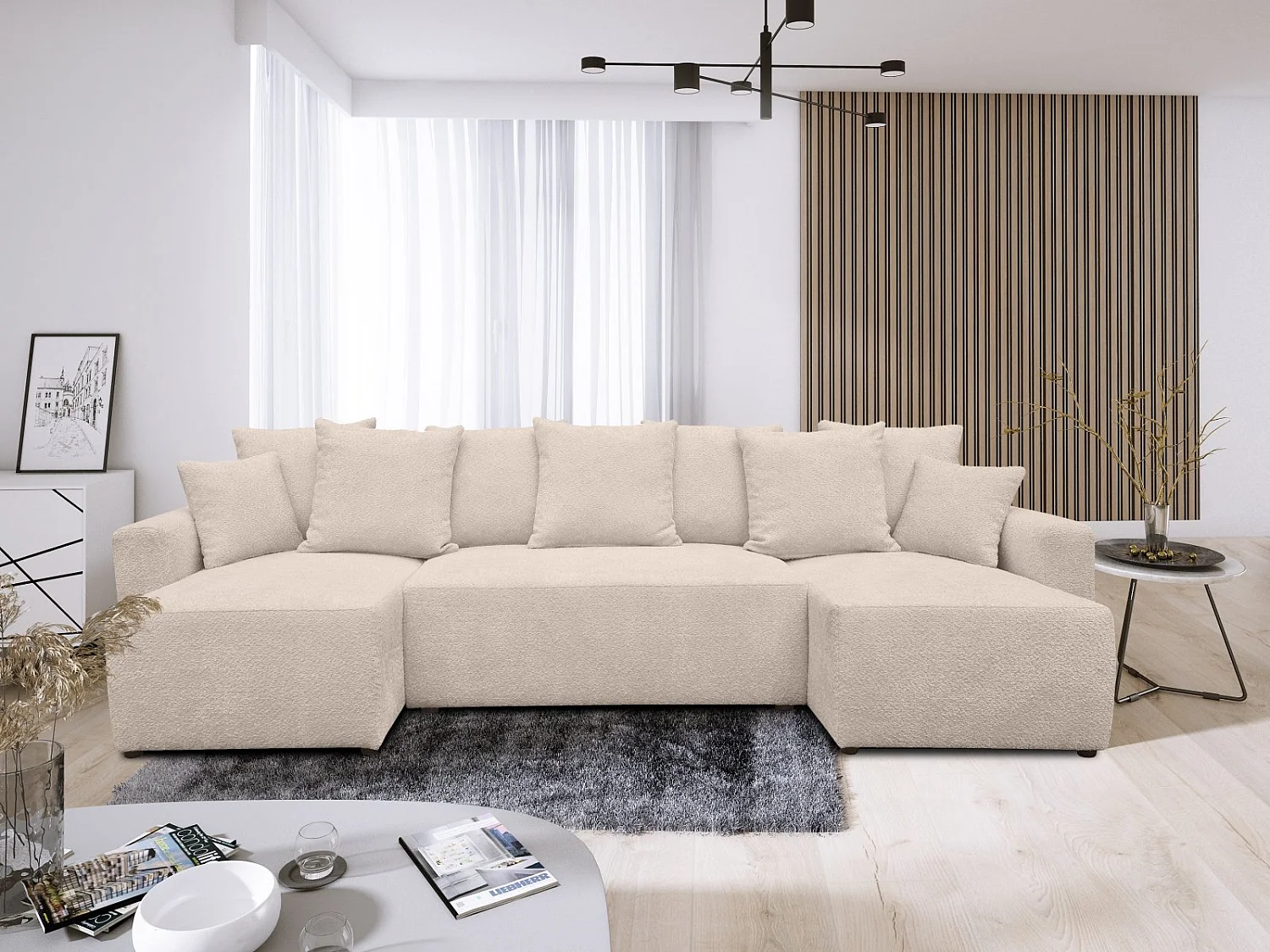 Canapé Bouclette Ania U Beige