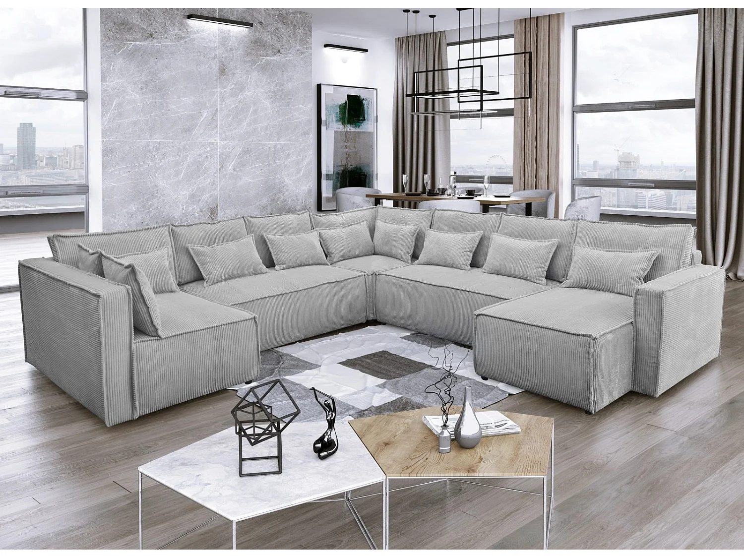 EVA canapé panoramique gris