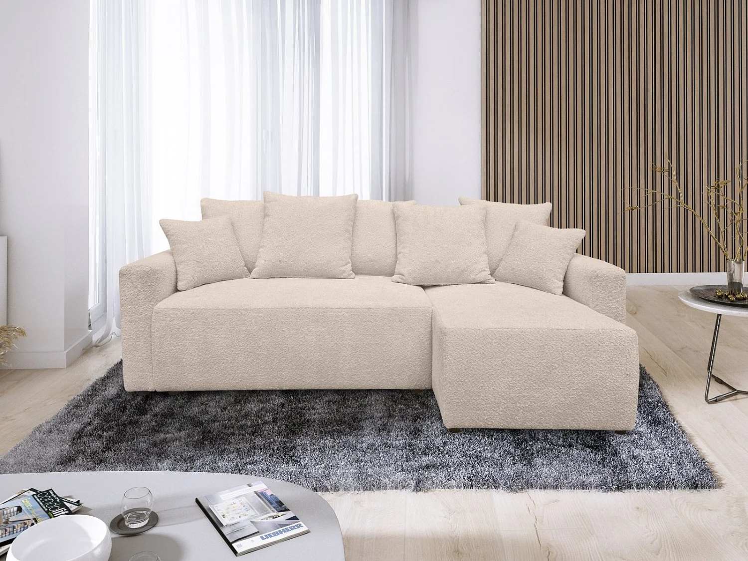 ANIA L tissu bouclette beige réversible