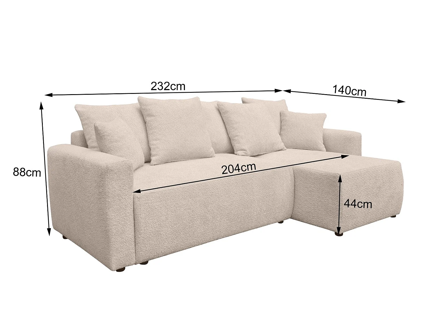 ANIA L tissu bouclette beige réversible