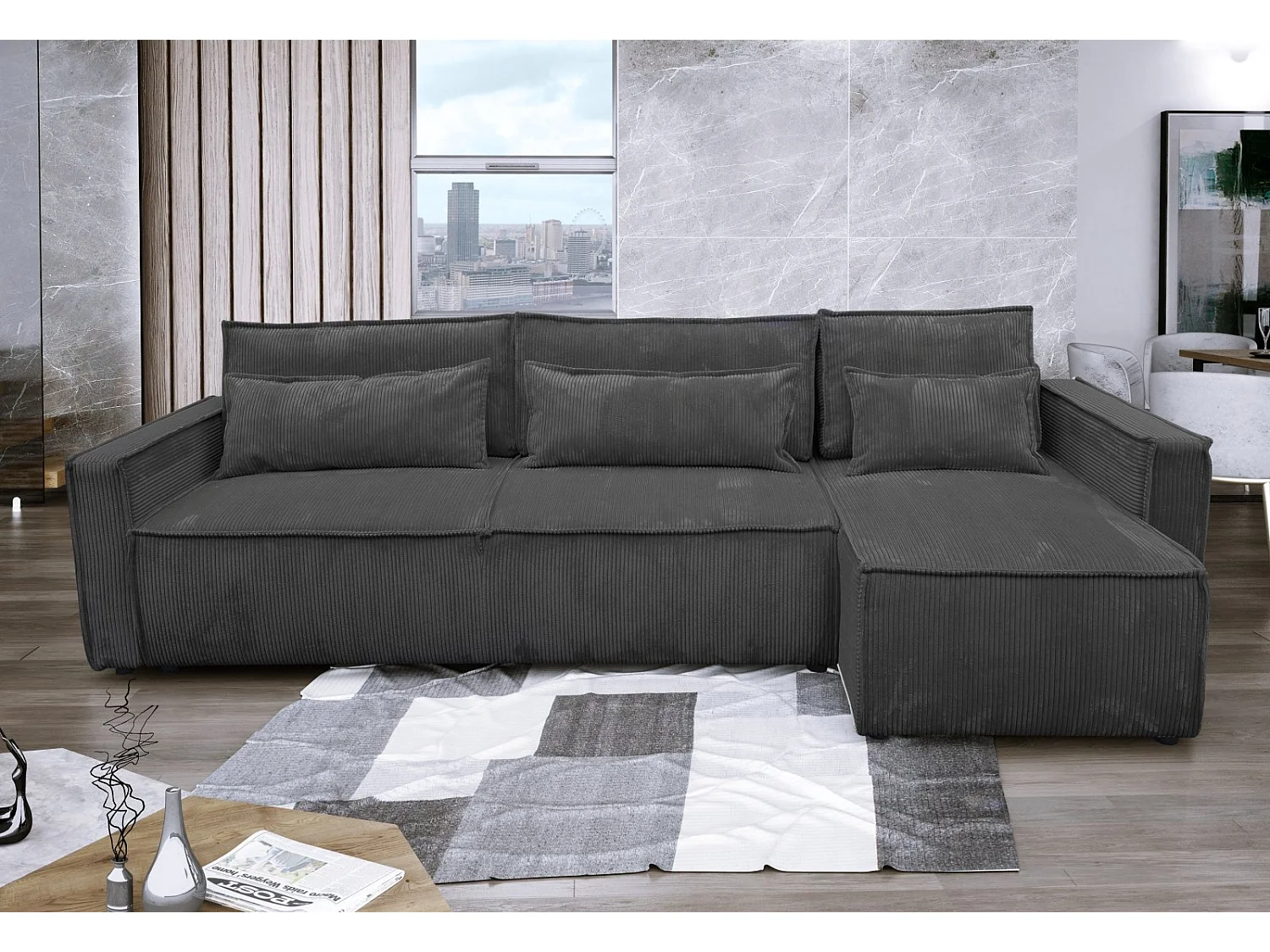 Canapé Eva XL Gris Anthracite Angle Réversible