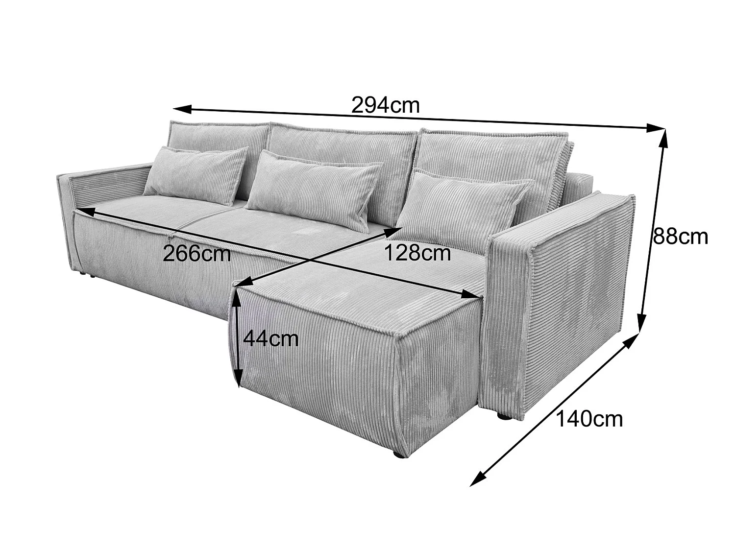 Canapé Eva XL Gris Anthracite Angle Réversible
