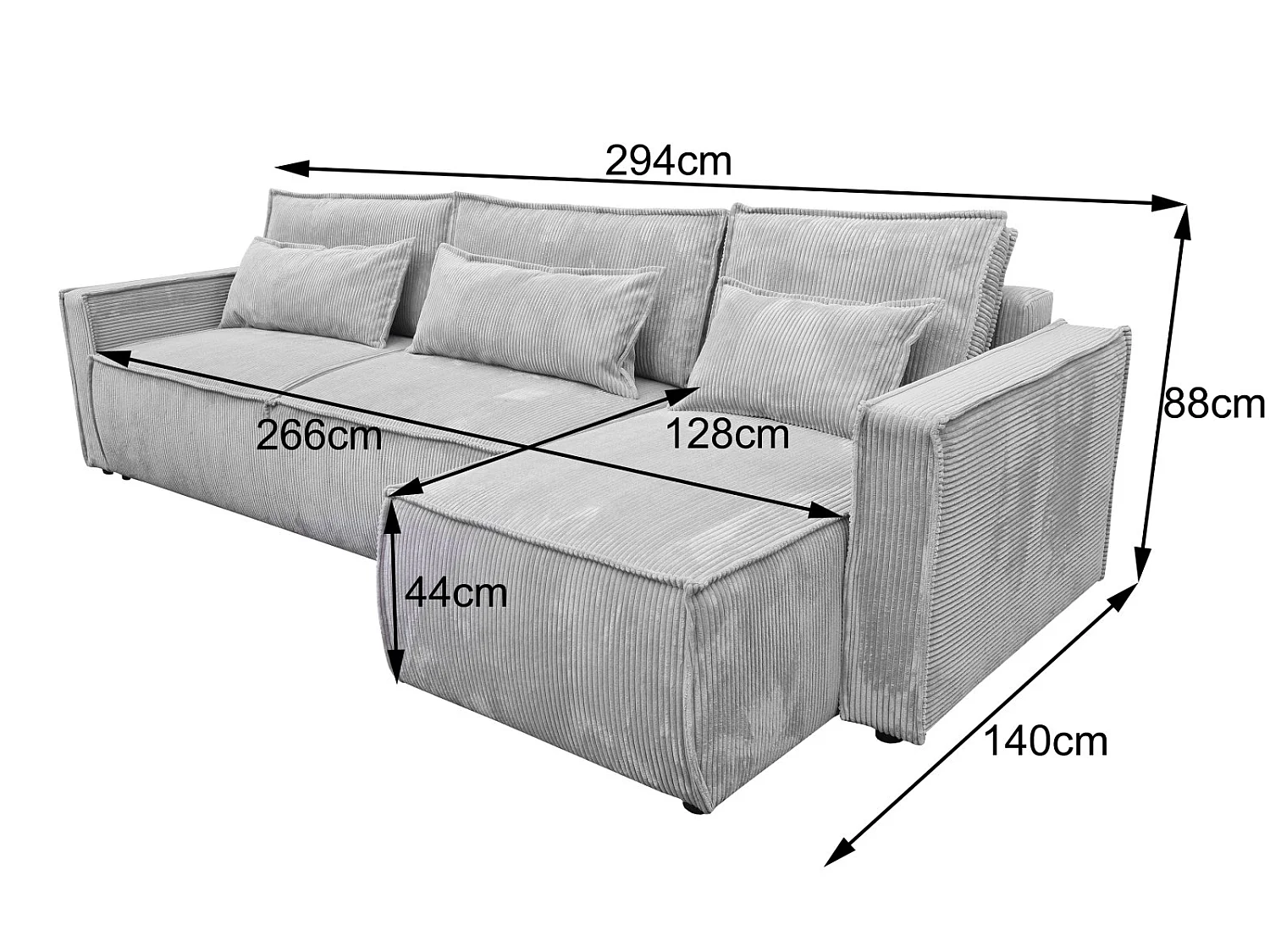 Canapé Eva XL Gris Anthracite Angle Réversible