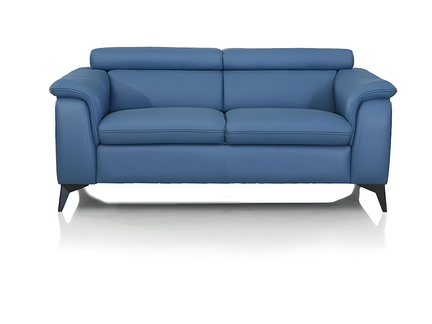 Canapé en cuir 2 places NEYLA Bleu - Angle Droit