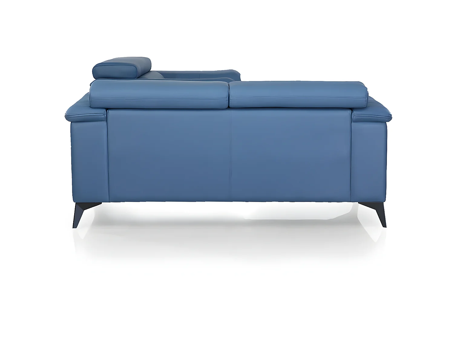 Canapé en cuir 2 places NEYLA Bleu - Angle Droit