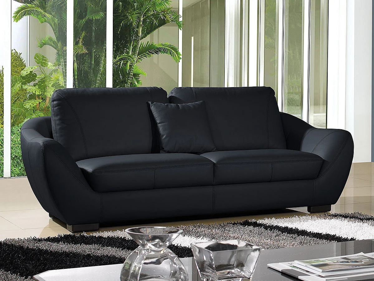 Canapé Cuir 3 places JULIETTA Noir