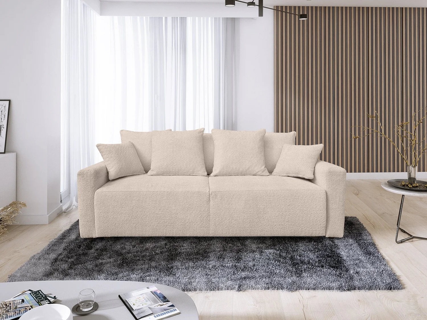 Canapé Bouclette Ania 3 places Beige