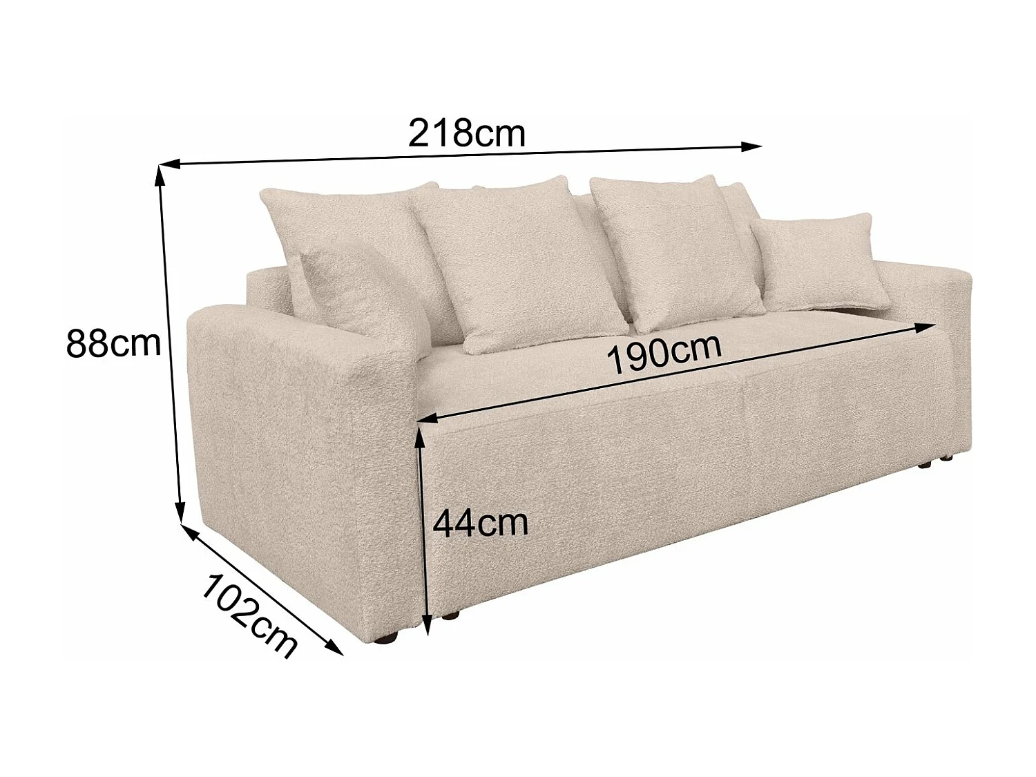 Canapé Bouclette Ania 3 places Beige