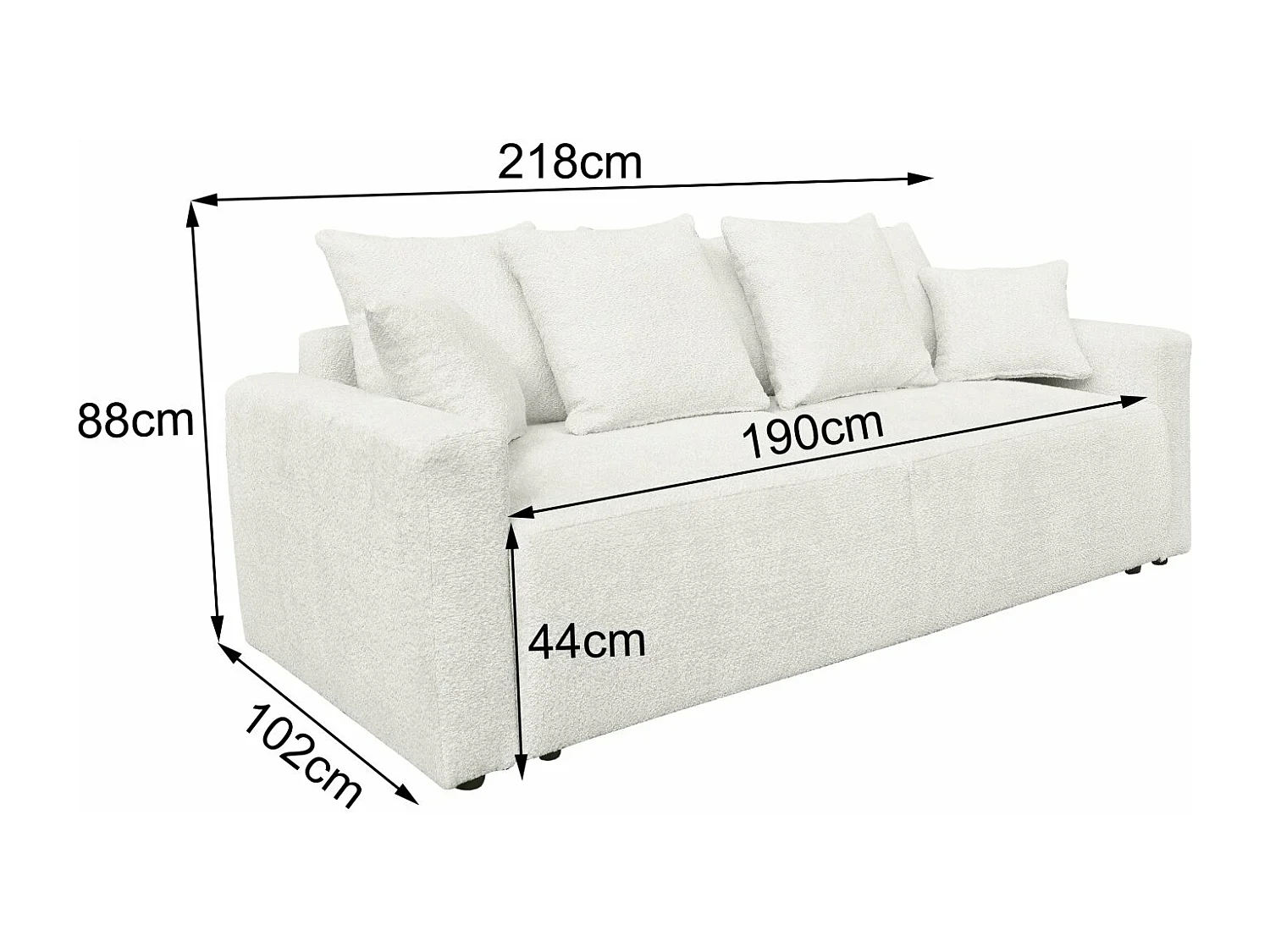 Canapé Bouclette Ania 3 places Blanc