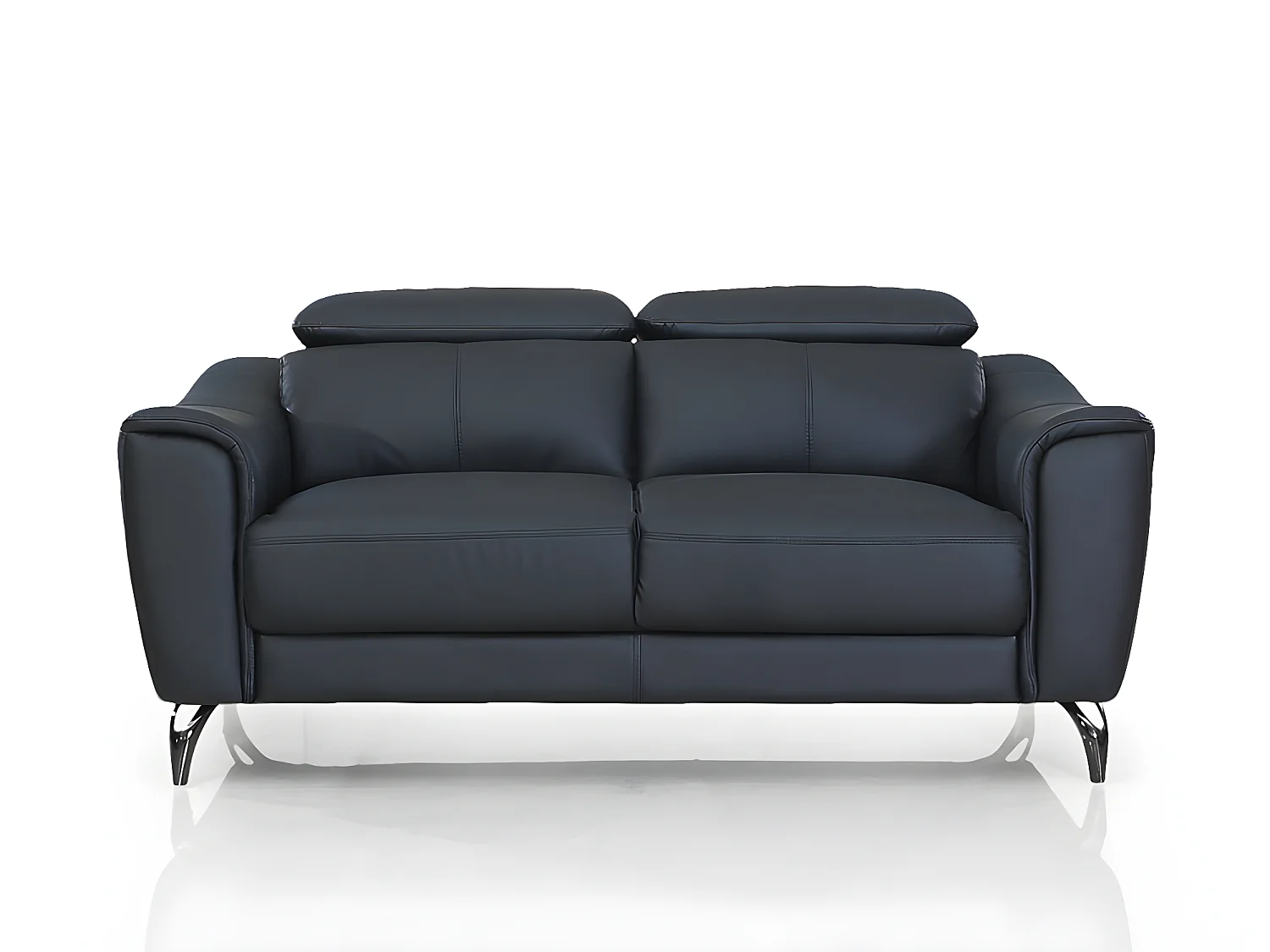 Canapé en cuir 2 places KRYS Noir - Angle Droit