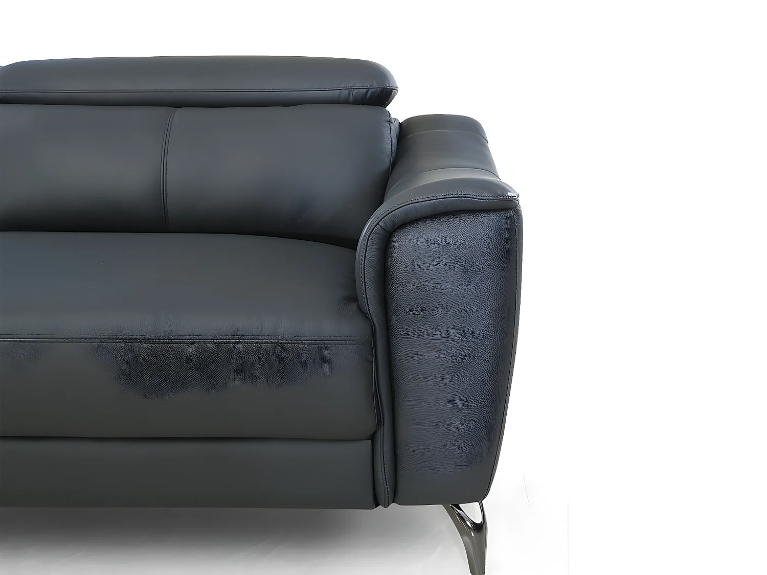 Canapé en cuir 2 places KRYS Noir - Angle Droit