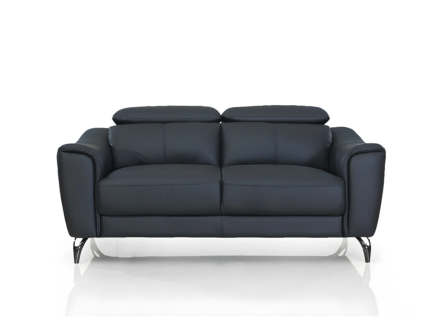 Canapé en cuir 2 places KRYS Noir - Angle Droit