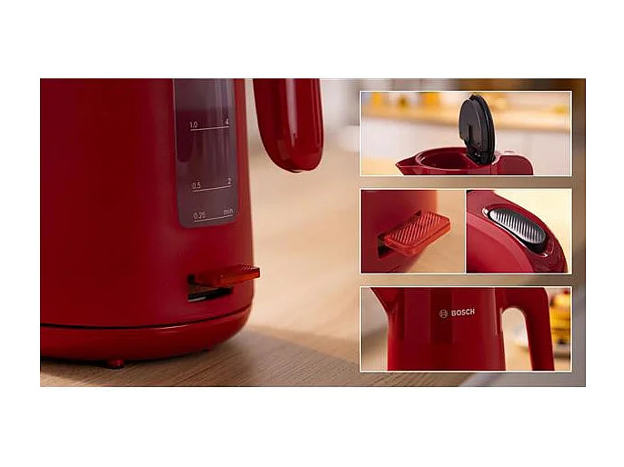 Hervidor MyMoment - Rojo mate - Indicador de taza - Nivel de agua visible