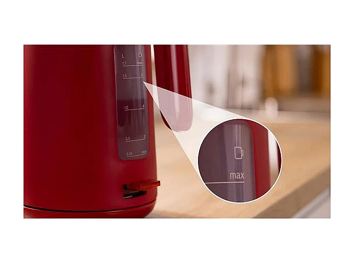 Hervidor MyMoment - Rojo mate - Indicador de taza - Nivel de agua visible