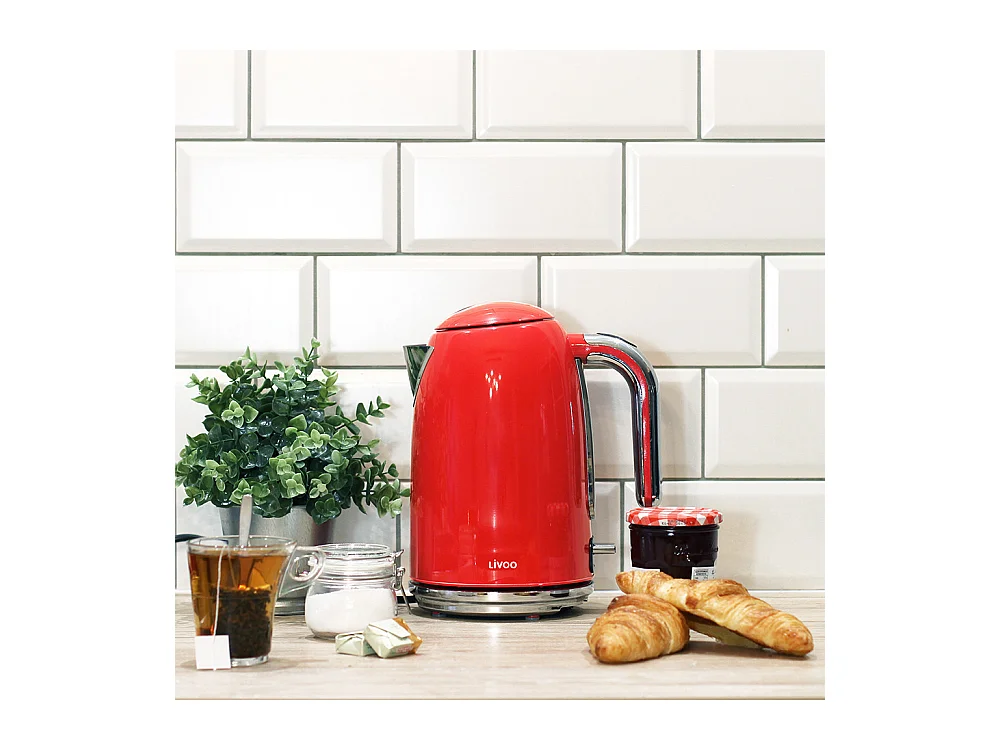 Bouilloire design Rétro rouge 1.7L