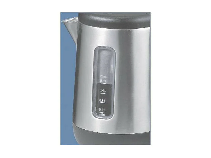 Wasserkocher – kompakt, 0,5 l – satinierter und schwarzer Edelstahl – herausnehmbarer AntiKalkFilter