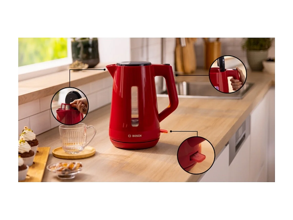 Hervidor MyMoment - Rojo - Capacidad de 1,7 L - Base giratoria de 360° - Filtro antical