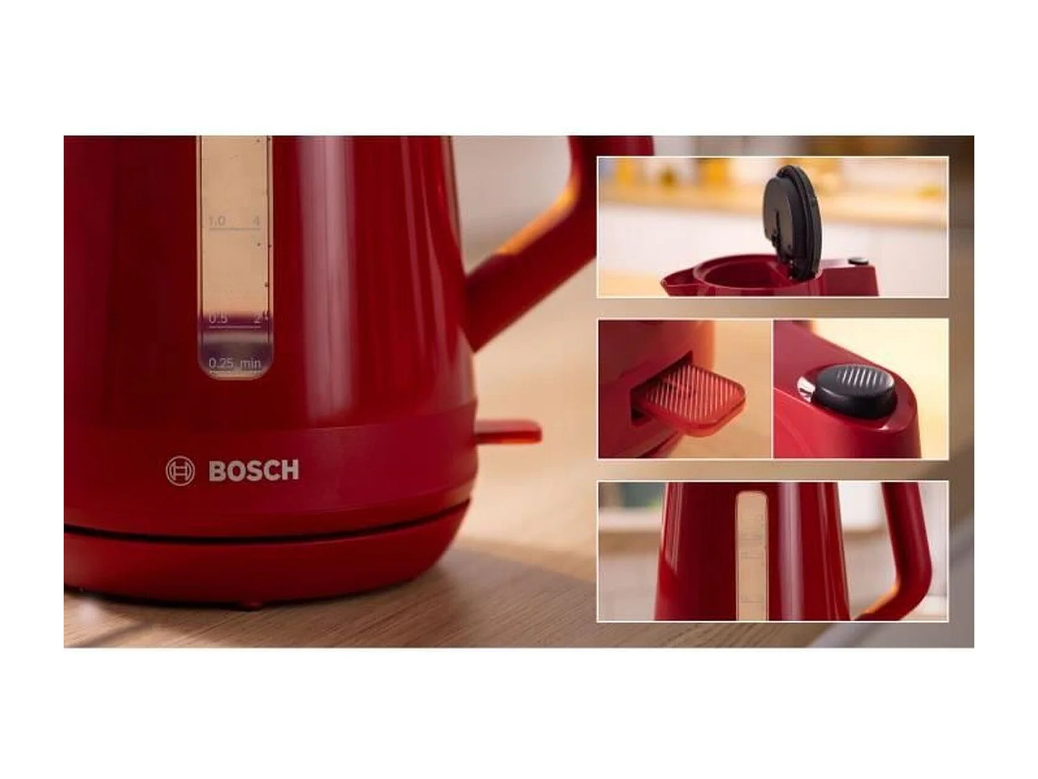 Hervidor MyMoment - Rojo - Capacidad de 1,7 L - Base giratoria de 360° - Filtro antical