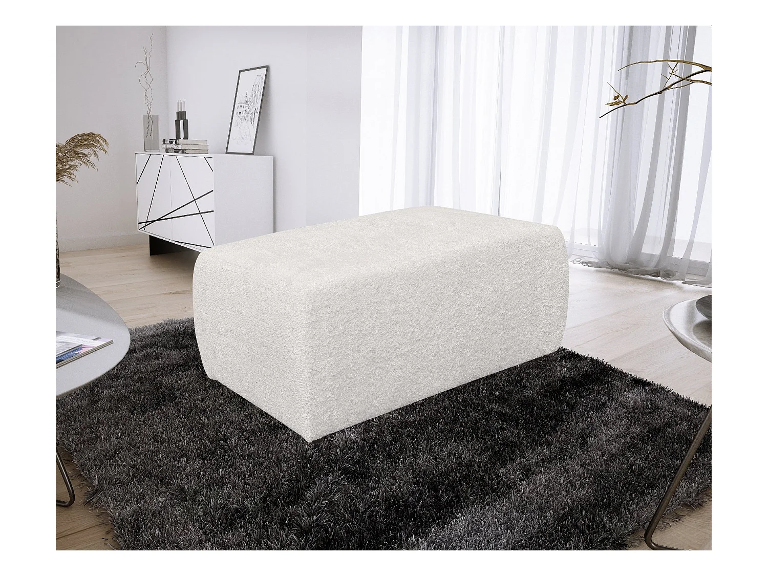 Pouf Bouclette Ania Blanc