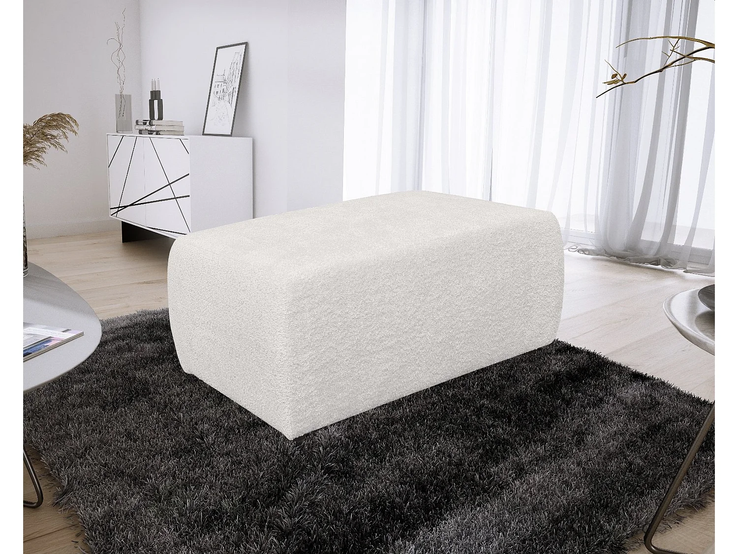 Pouf Bouclette Ania Blanc