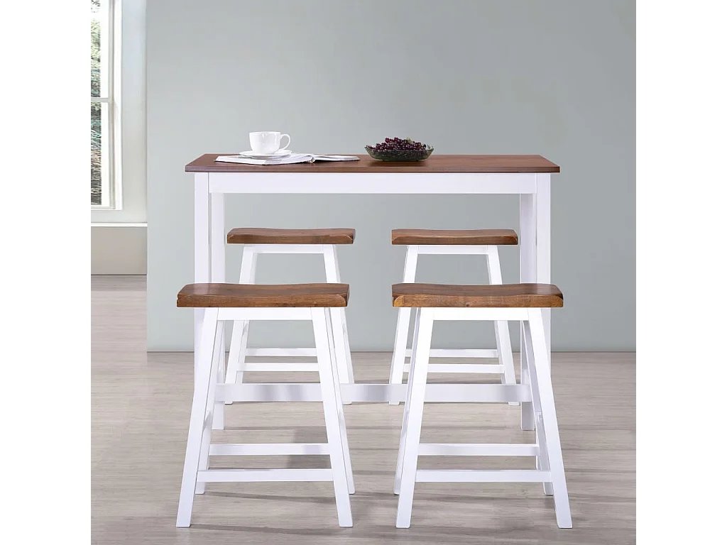 Table et tabouret de bar 5 pcs Bois massif