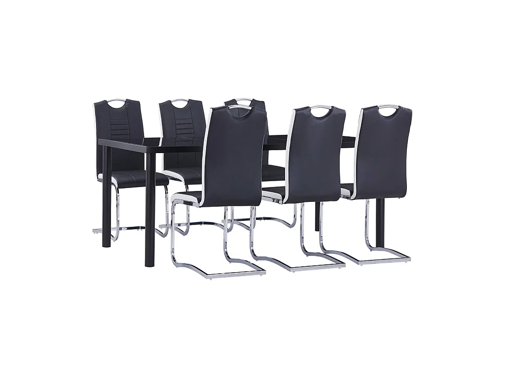 Ensemble de salle à manger 7 pcs Similicuir Noir 4
