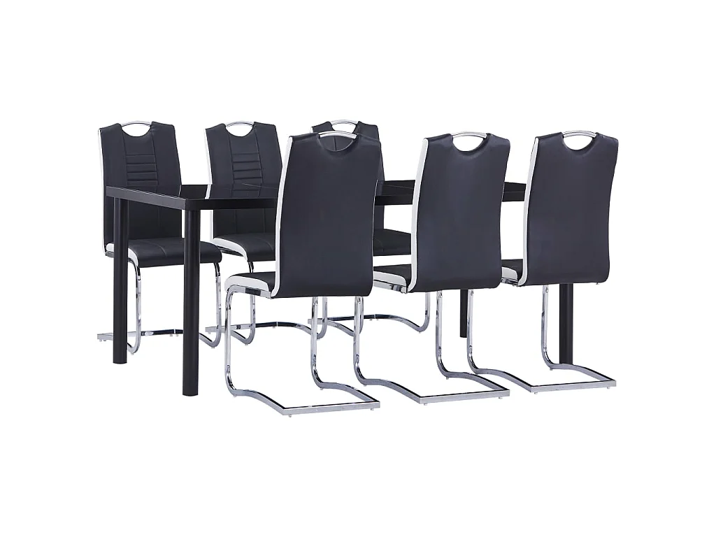 Ensemble de salle à manger 7 pcs Similicuir Noir 4
