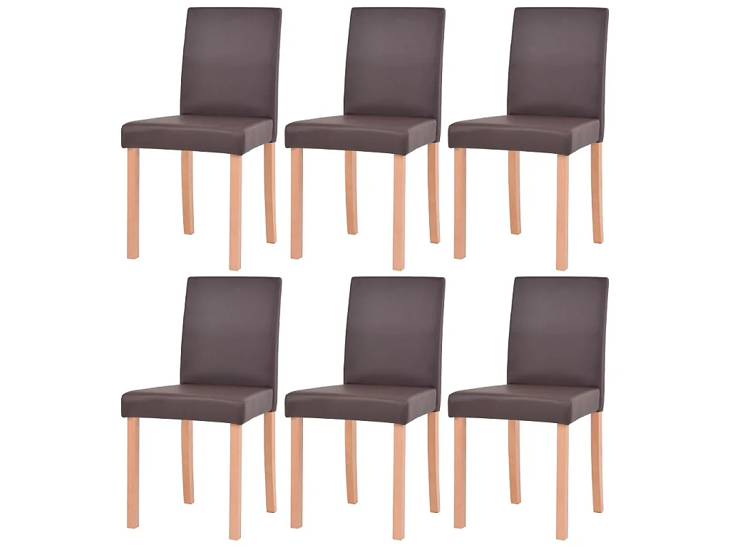 Table et chaises 7 pcs Cuir synthétique Chêne Marron