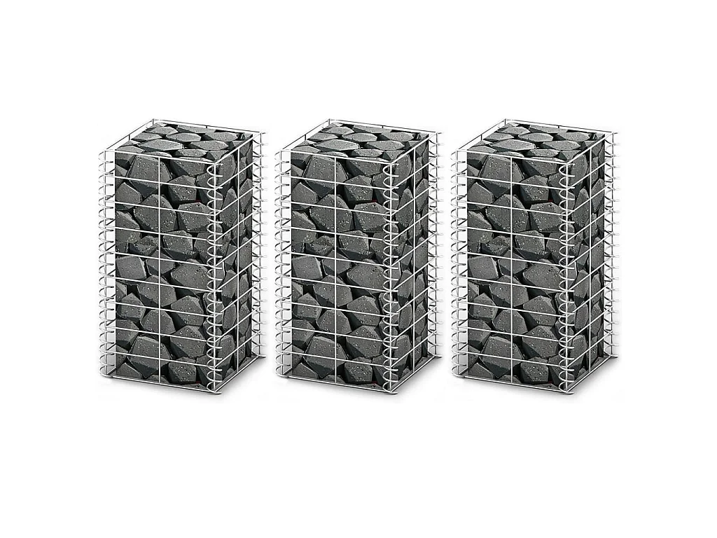 Jeu de panier de gabion 3 pcs Fil galvanisé 25 x 25x50