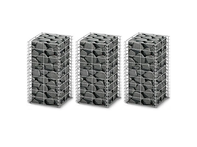 Jeu de panier de gabion 3 pcs Fil galvanisé 25 x 25x50