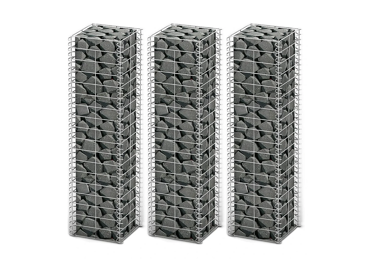 Jeu de panier de gabion 3 pcs Fil galvanisé 25 x 25x100