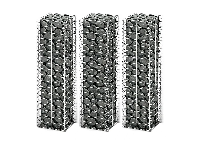 Jeu de panier de gabion 3 pcs Fil galvanisé 25 x 25x100