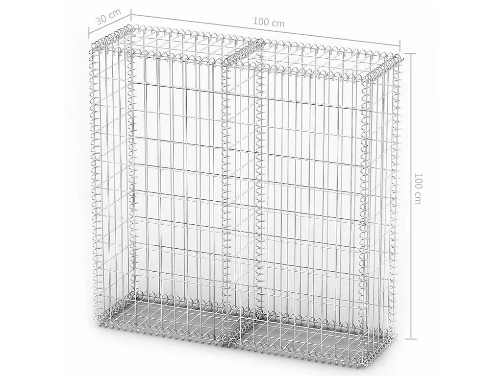 Panier de gabion avec couvercle Fil galvanisé 100 x 100x30