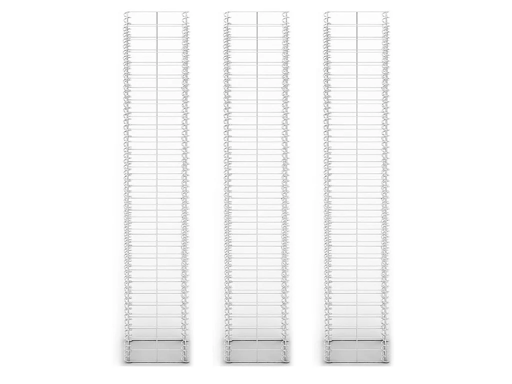 Jeu de panier de gabion 3 pcs Fil galvanisé 25 x 25x150