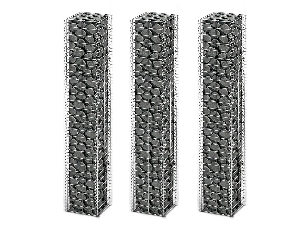 Jeu de panier de gabion 3 pcs Fil galvanisé 25 x 25x150
