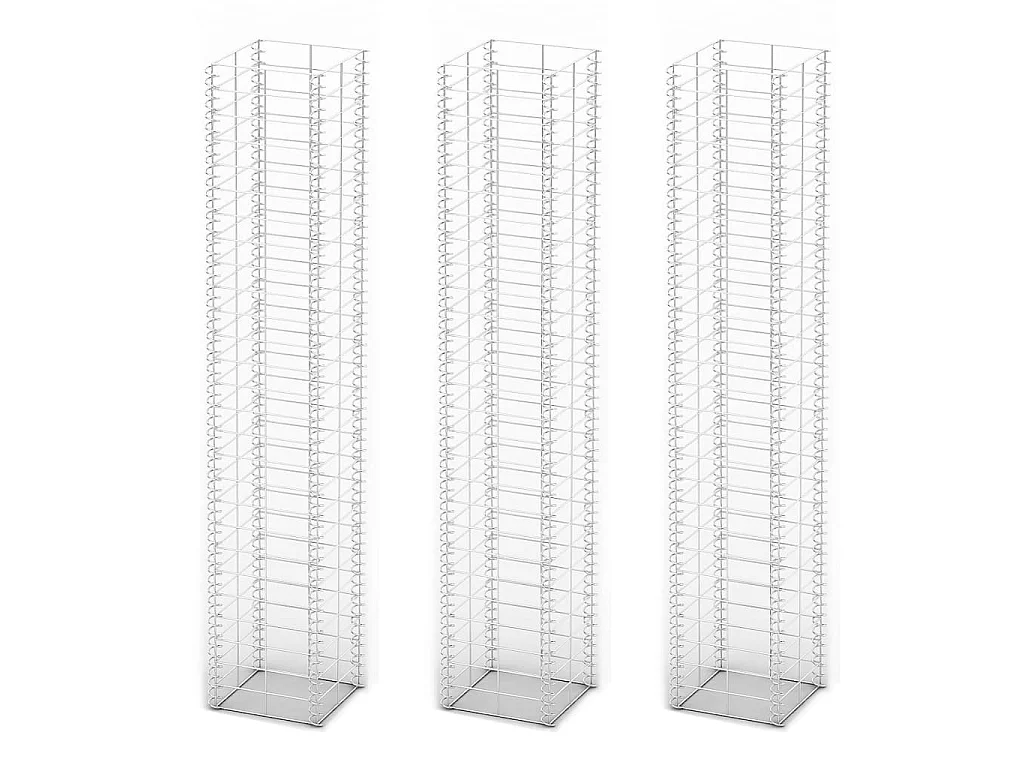 Jeu de panier de gabion 3 pcs Fil galvanisé 25 x 25x150