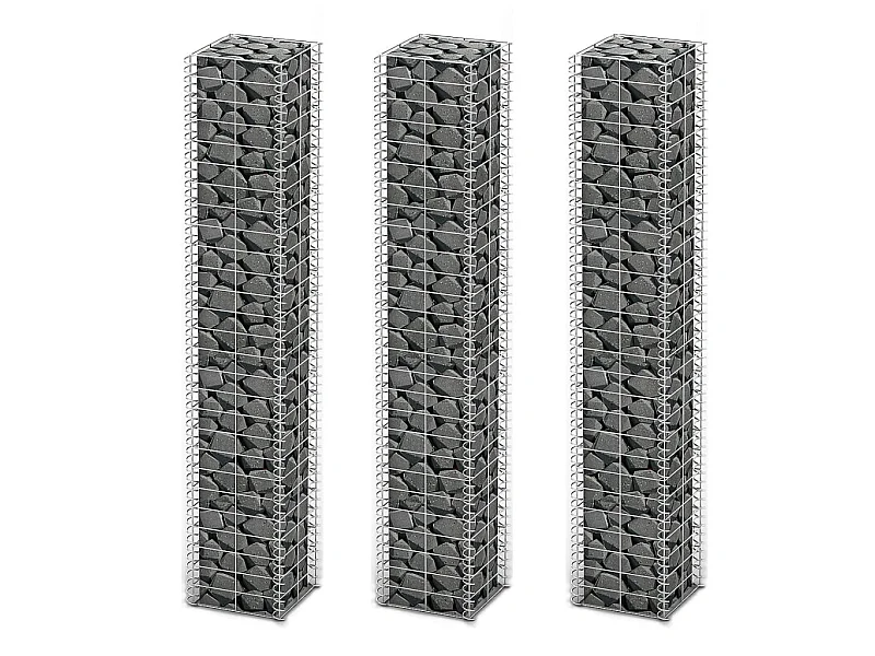 Jeu de panier de gabion 3 pcs Fil galvanisé 25 x 25x150