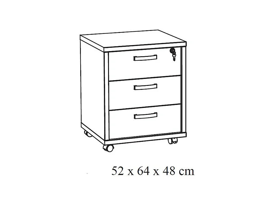Caisson de rangement bureau 3 tiroirs Chêne et Noir | Collection DEPÉ | Meublorama