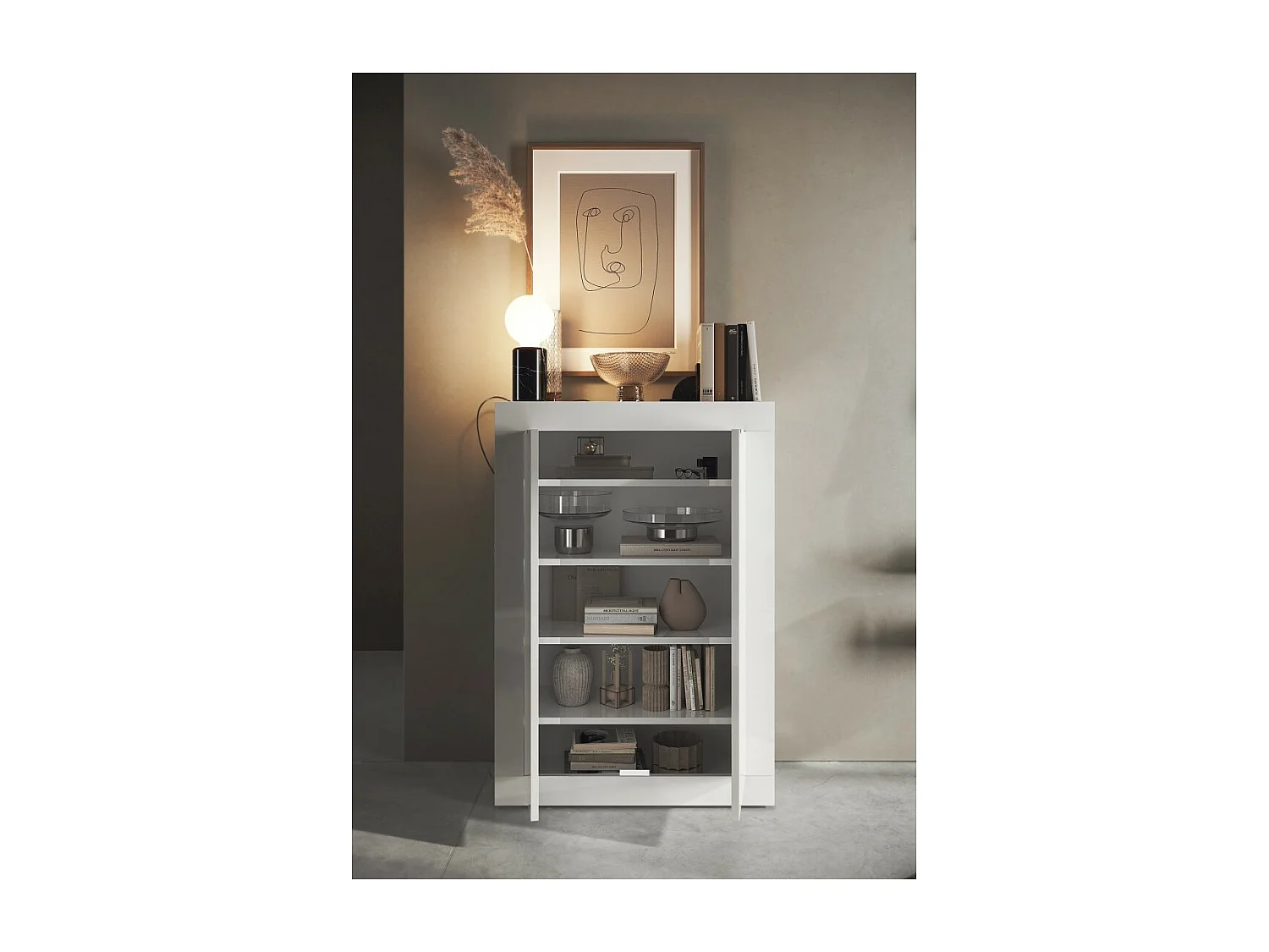 Mobile per scarpe, collezione ISORA, colore bianco lucido laccato