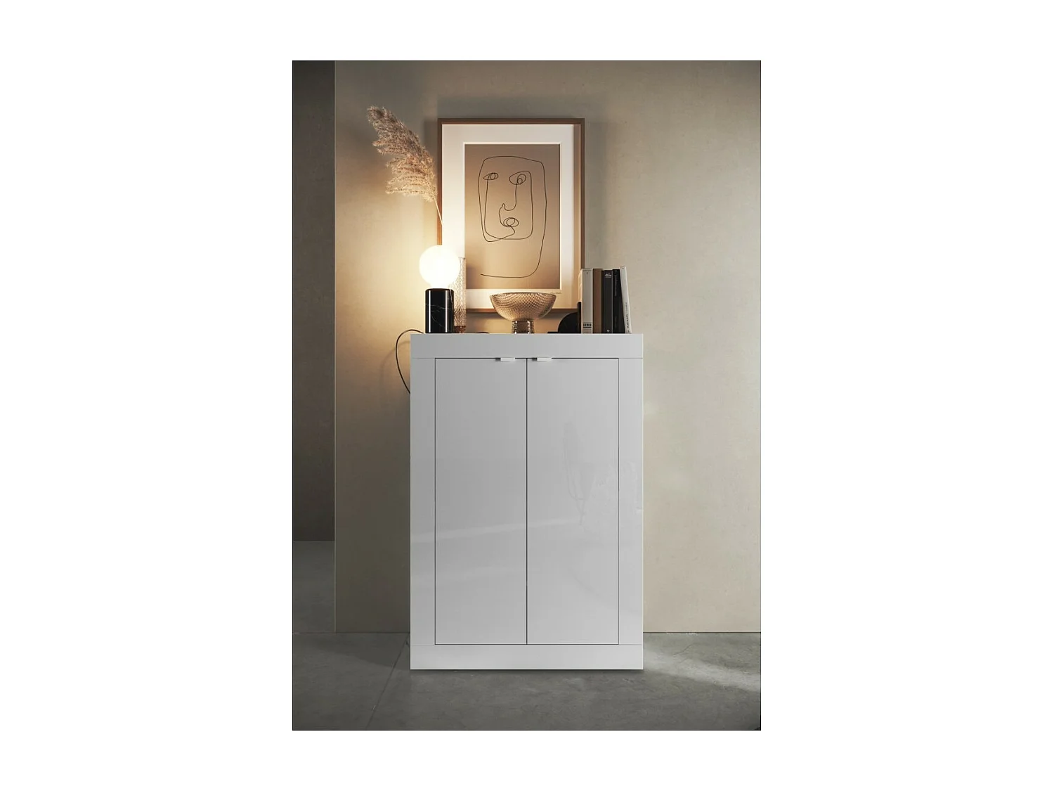 Mobile per scarpe, collezione ISORA, colore bianco lucido laccato