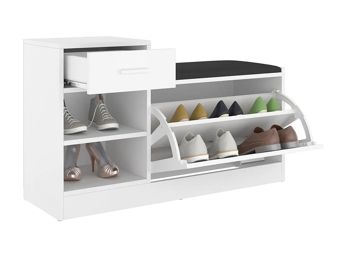 Schoenenbank 94,5x31x57 cm bewerkt hout wit