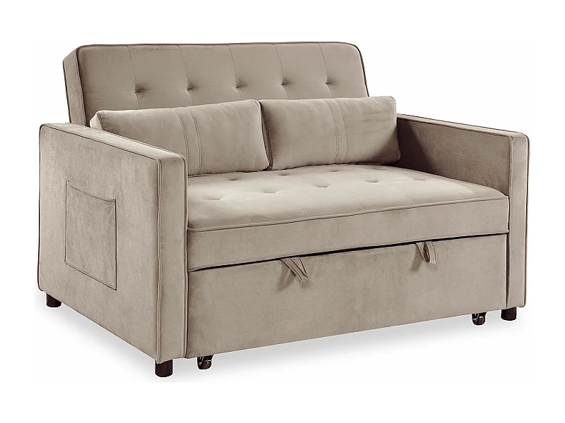 Canapé convertible 2 places Komaria Velours Beige