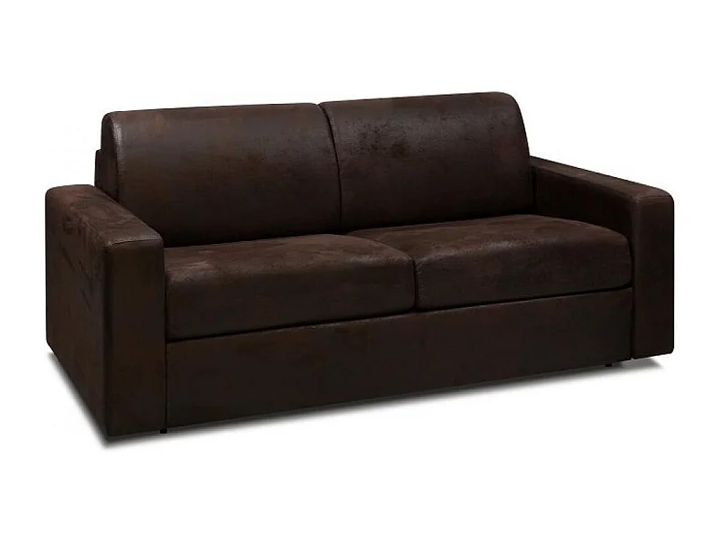 Canapé convertible express style industriel MADAGASCAR 140 cm matelas 16 cm microfibre club vintage