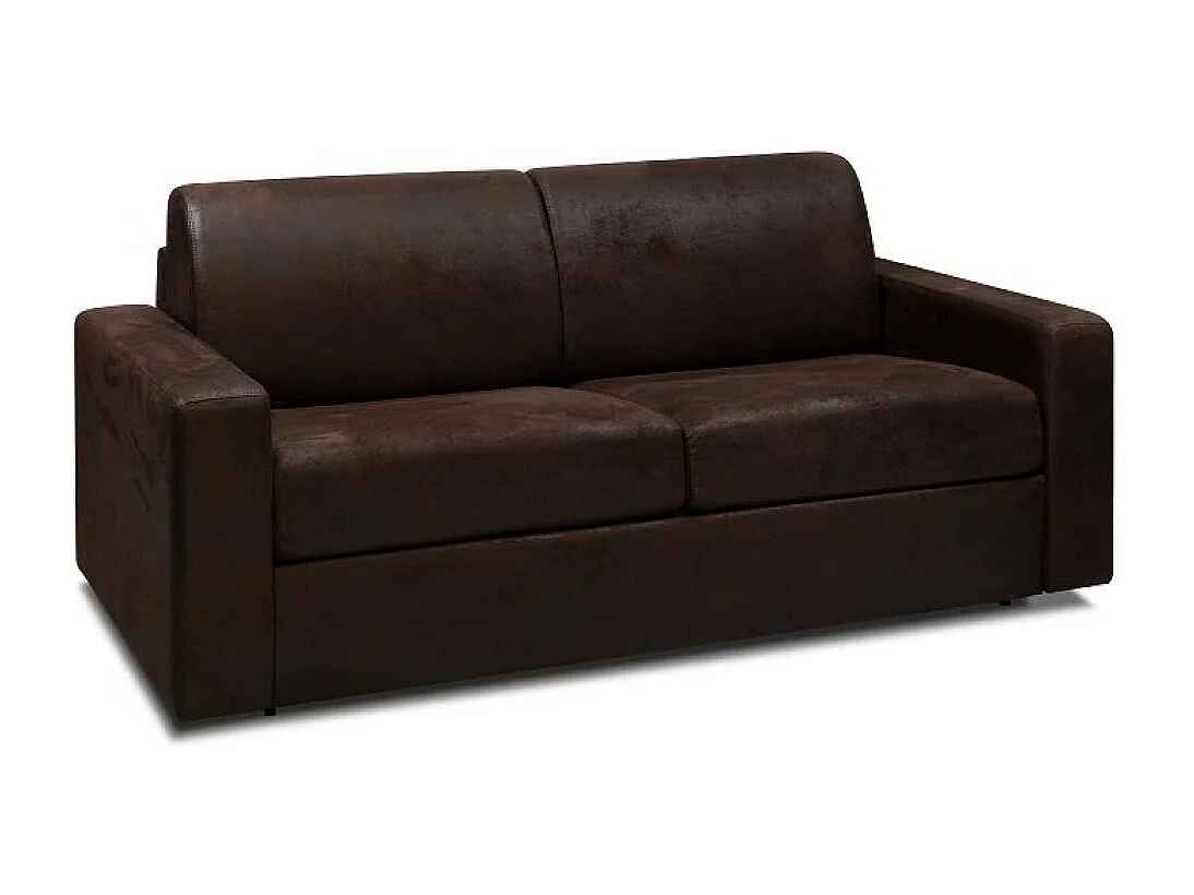 Canapé convertible express style industriel MADAGASCAR 140 cm matelas 16 cm microfibre club vintage