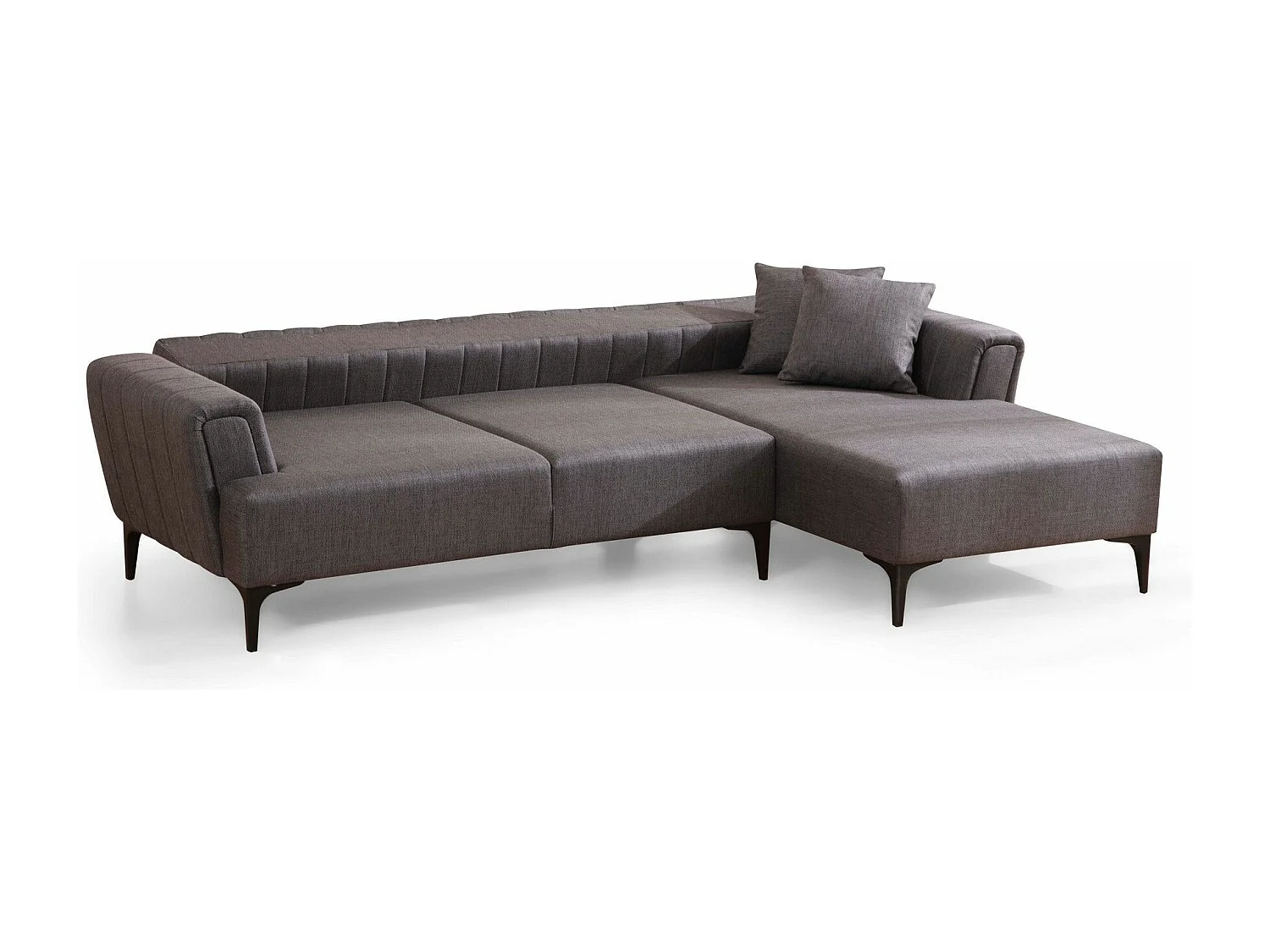 Canapé d'angle à droite convertible Devinos Tissu Gris foncé